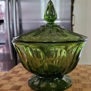🍃 Avocado Green Candy Dish with Lid